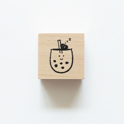 珍珠奶茶｜迷你木頭印章