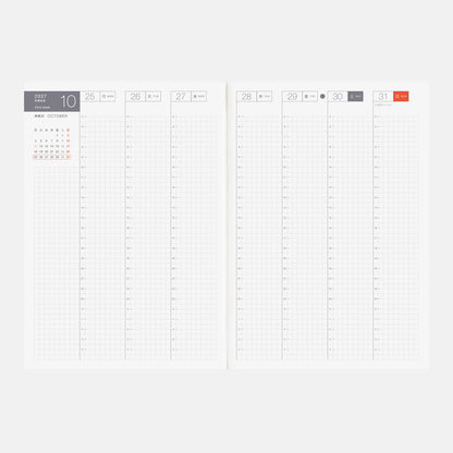 2027 Hobonichi Cousin Avec Books, Daily 6-month x 2 book set, A5 Japanese