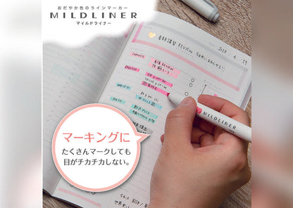 Mildliner, Slightly Fluorescent Colors (ほんのり蛍光色), 5 Colors Set