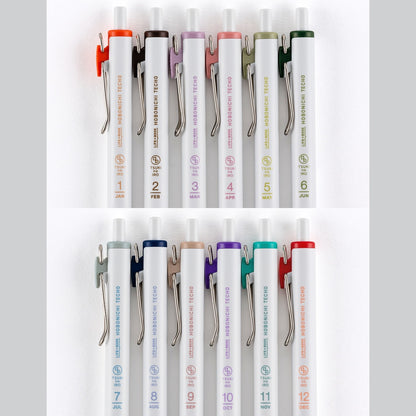 uniball ONE, TSUKI no IRO Set of 6 with Case, 0.38mm
