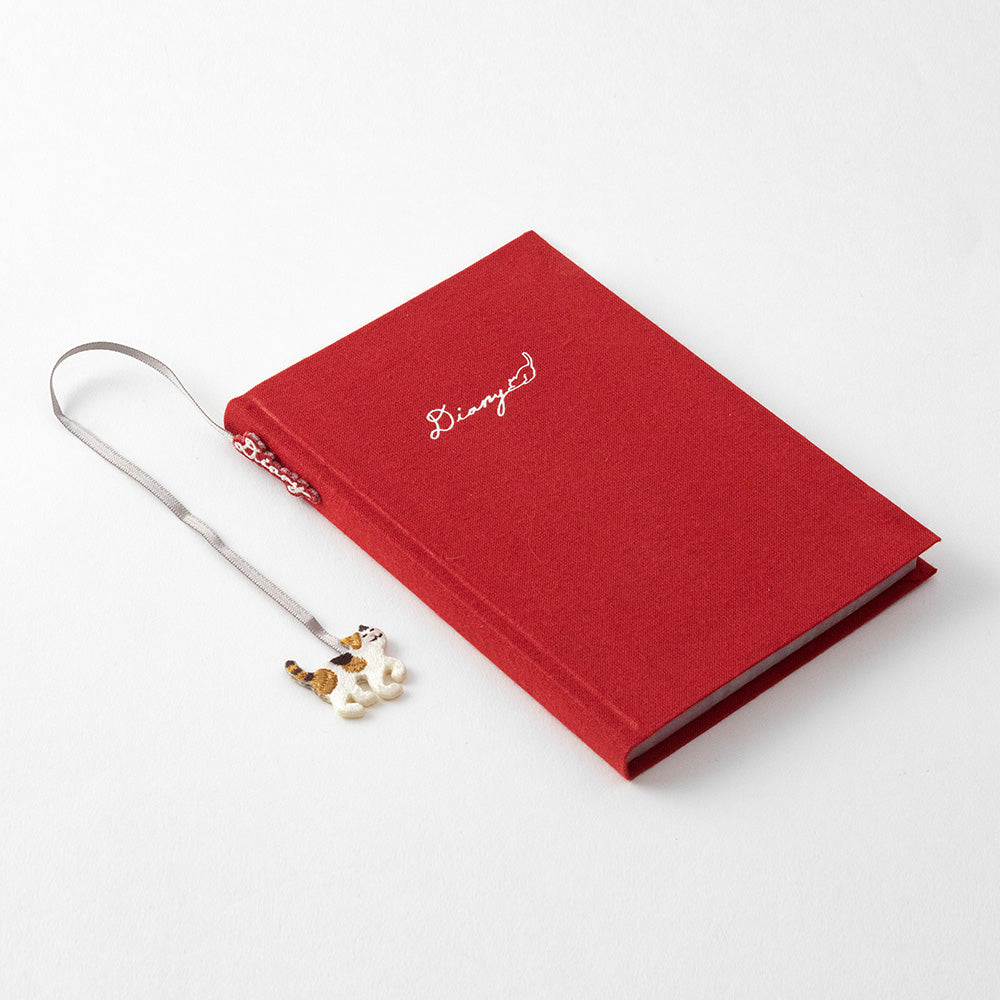 midori, Cat, Diary with Embroidered Bookmark