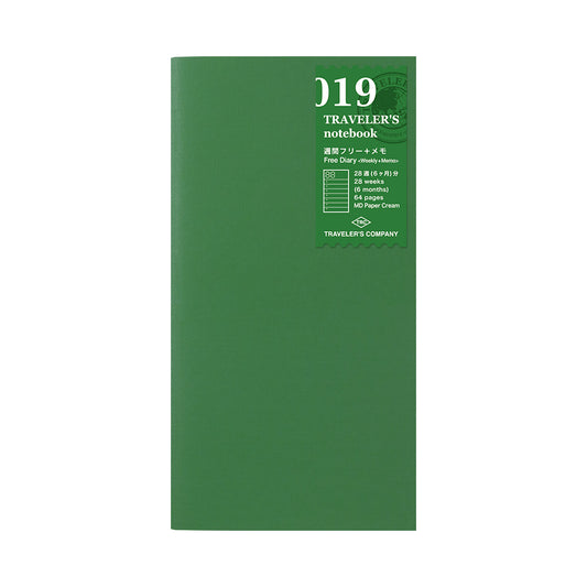 TRAVELER'S notebook, Free Diary - Weekly + Memo 019, Refill Regular Size