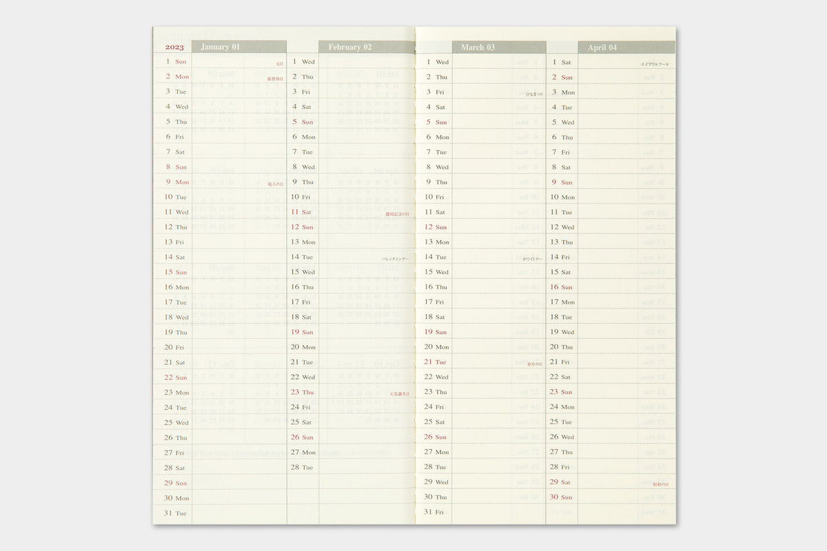 TRAVELER'S notebook, 2023 Weekly + Memo, Refill Regular Size