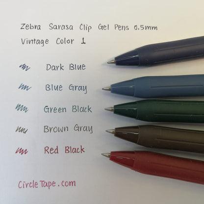 Zebra, Sarasa Clip 0.5, Vintage Color Set of 5 Colors, 0.5mm