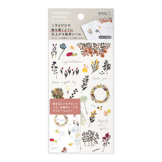 midori, Motif Flower, Transfer Sticker for Journaling