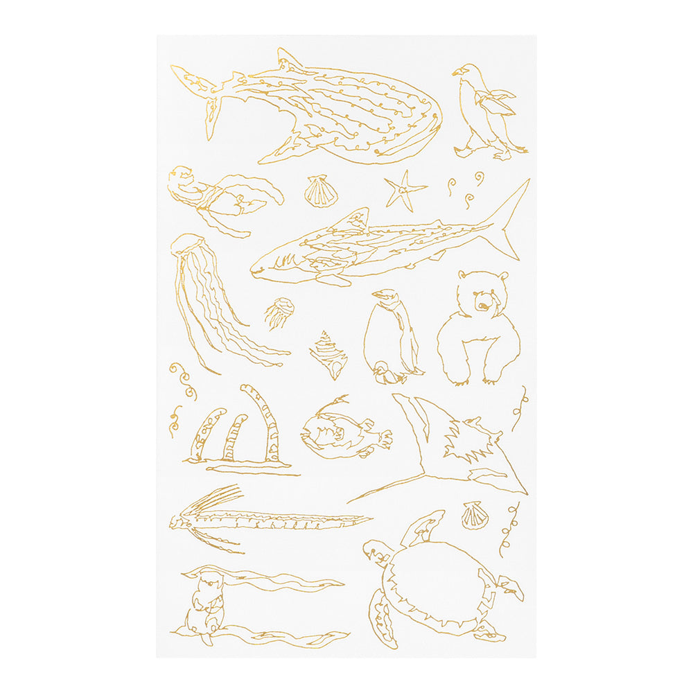 midori, Sea Creatures, Foil Transfer Sticker for Journaling