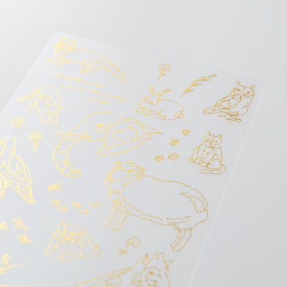 midori, Land Animals, Foil Transfer Sticker for Journaling