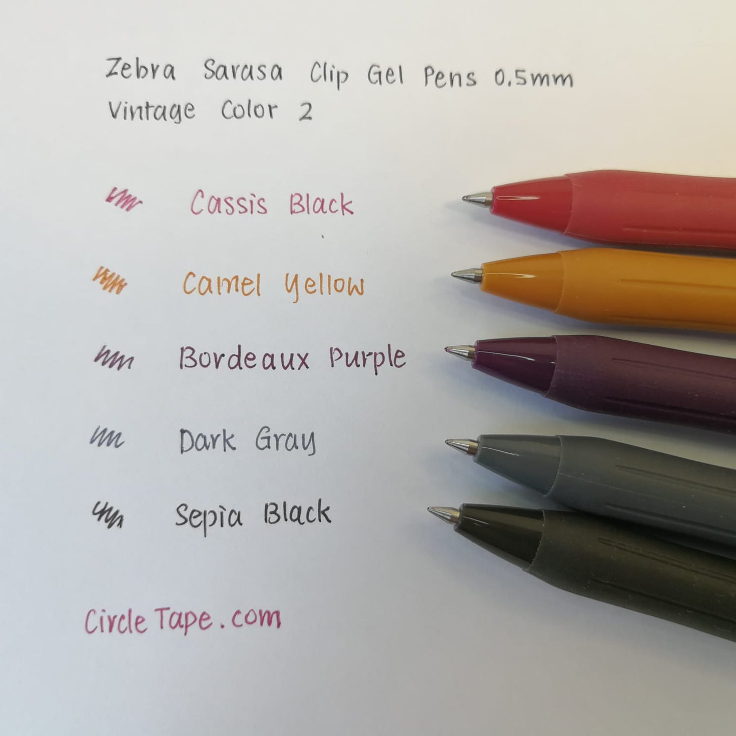 Zebra, Sarasa Clip 0.5, Vintage Color Set of 5 Colors, 0.5mm