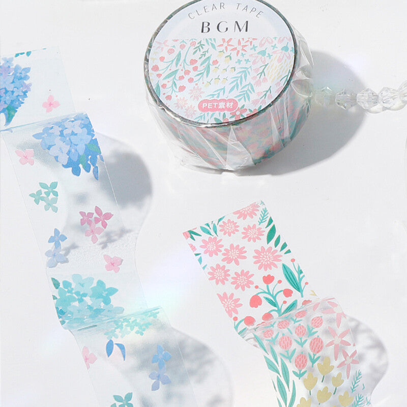 BGM, Flower．Colorful, Clear Tape, 20mm x 5m
