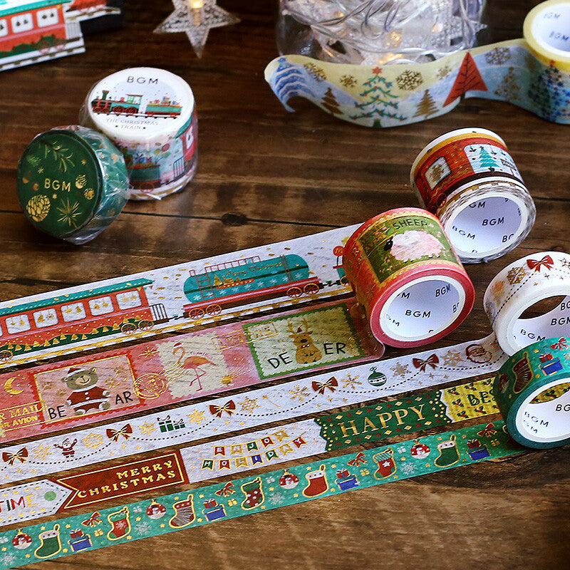 BGM, Christmas Limited．Pattern, Washi Tape Foil Stamping, 15mm x 5m