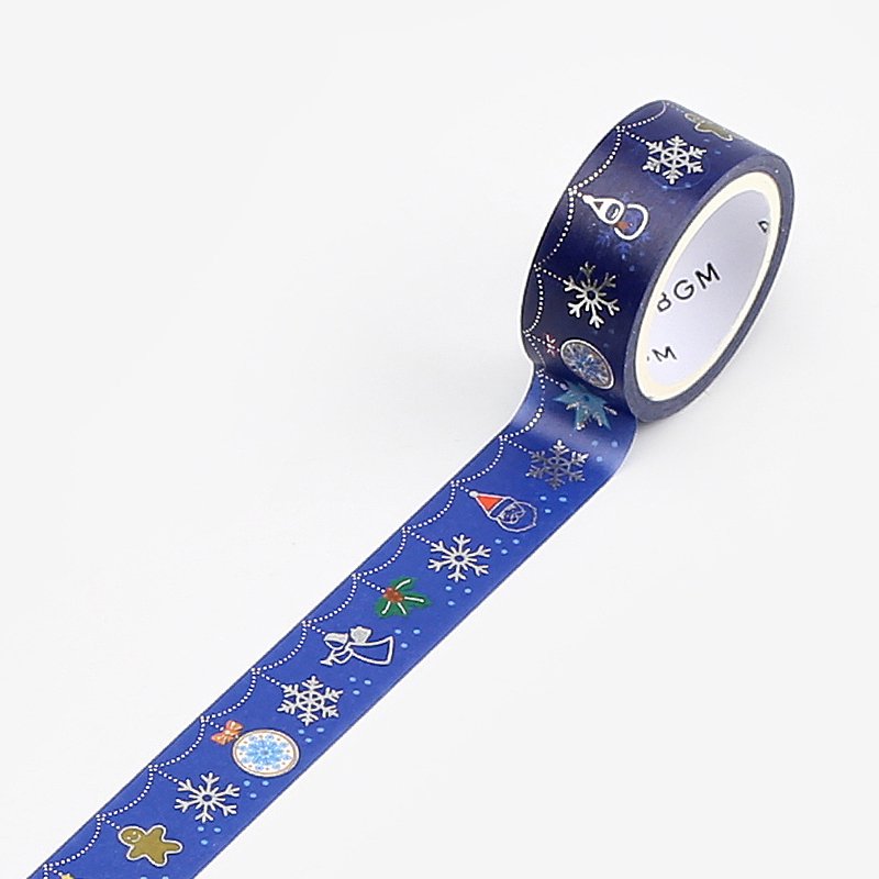 BGM, Christmas Limited．Snow Ornaments, Washi Tape Foil Stamping, 15mm x 5m