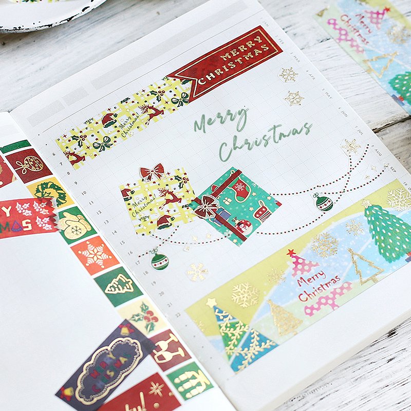 BGM, Christmas Limited．Check Pattern, Washi Tape Foil Stamping, 15mm x 5m