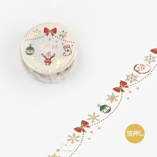 BGM, Christmas Limited．Decoration, Washi Tape Foil Stamping, 15mm x 5m