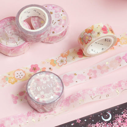 BGM, Lace Sakura, Washi Tape Foil Stamping, 15mm x 5m