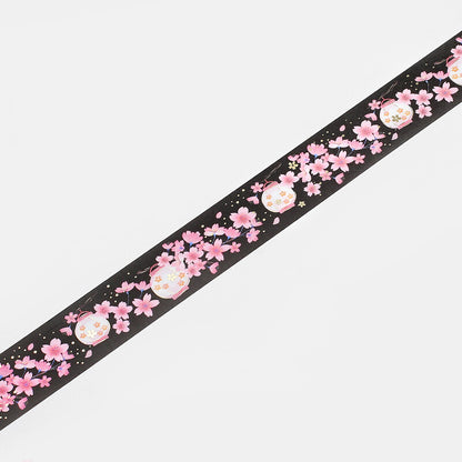 BGM, Sakura．Night Sakura, Washi Tape Foil Stamping, 30mm x 5m