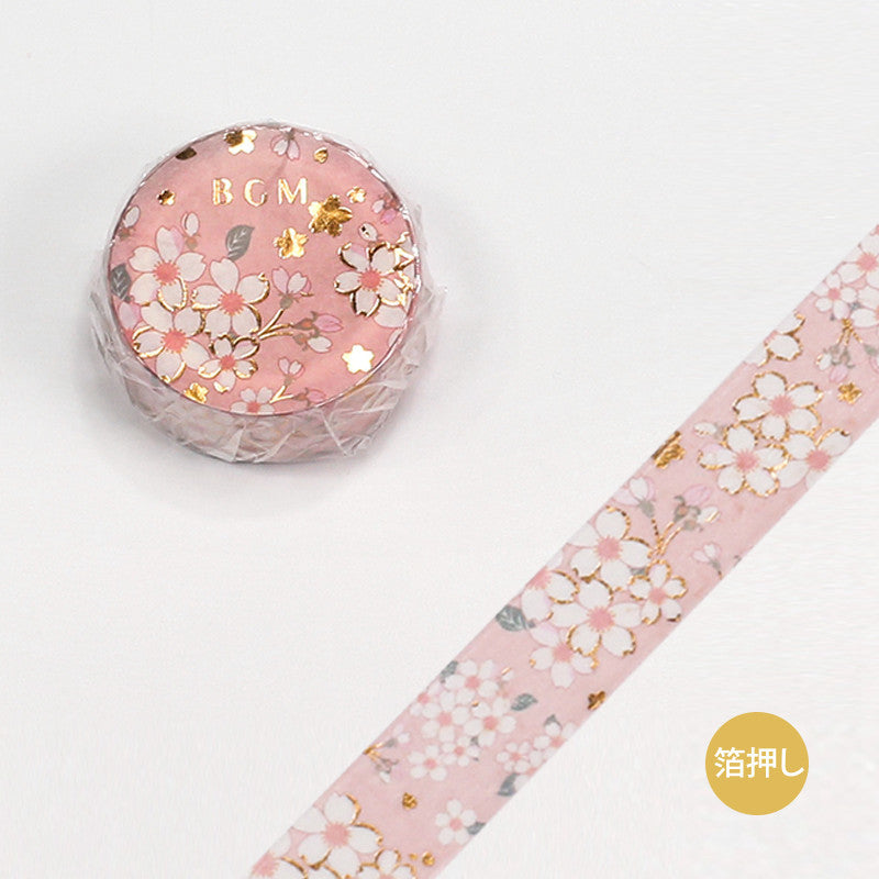 Cherry Blossom, Washi Tape Foil Stamping, 15mm x 5m