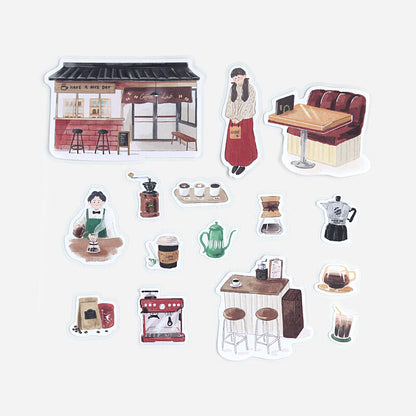 BGM, Little Shop - Coffee Lab, Linen Paper Stickers