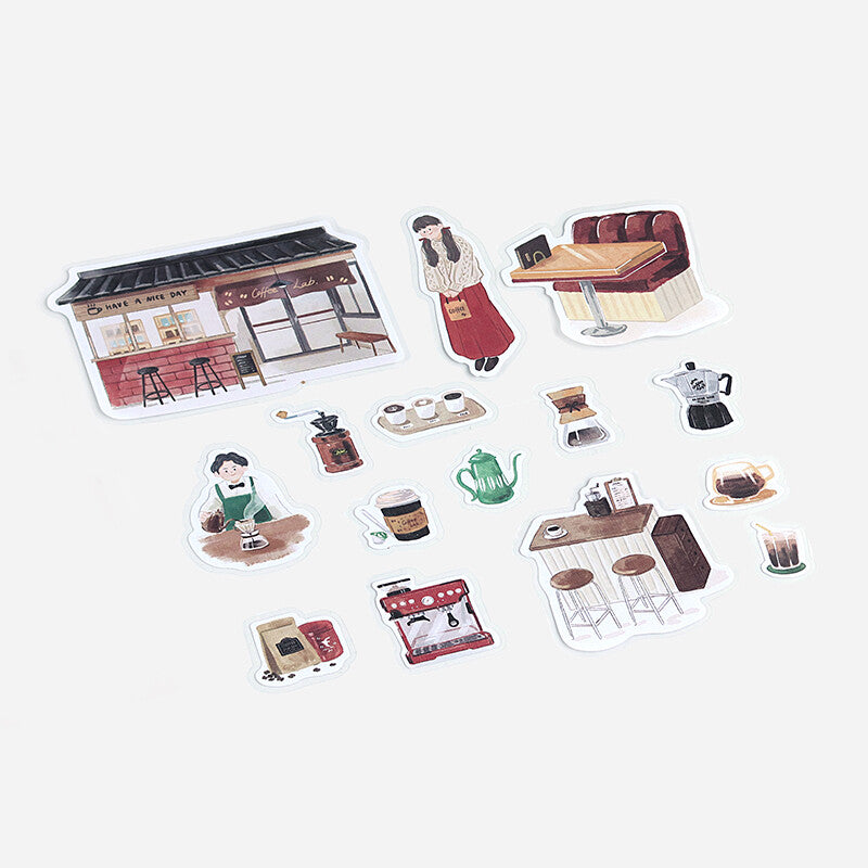 BGM, Little Shop - Coffee Lab, Linen Paper Stickers