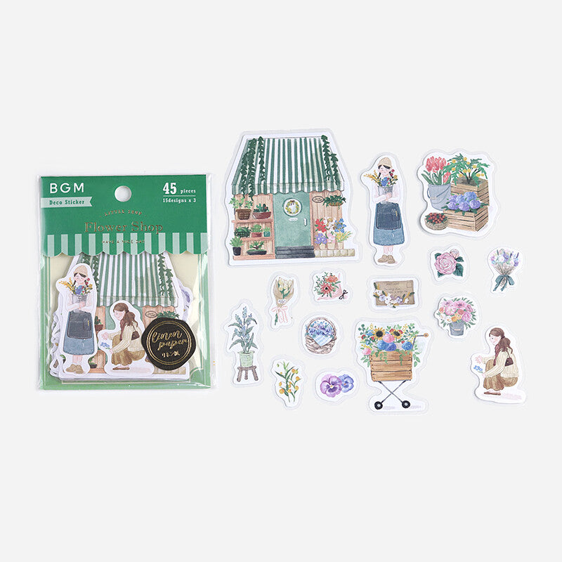 BGM, Little Shop - Flower Shop, Linen Paper Stickers