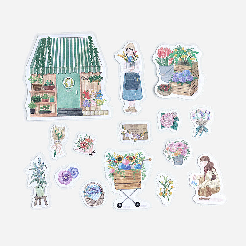 BGM, Little Shop - Flower Shop, Linen Paper Stickers