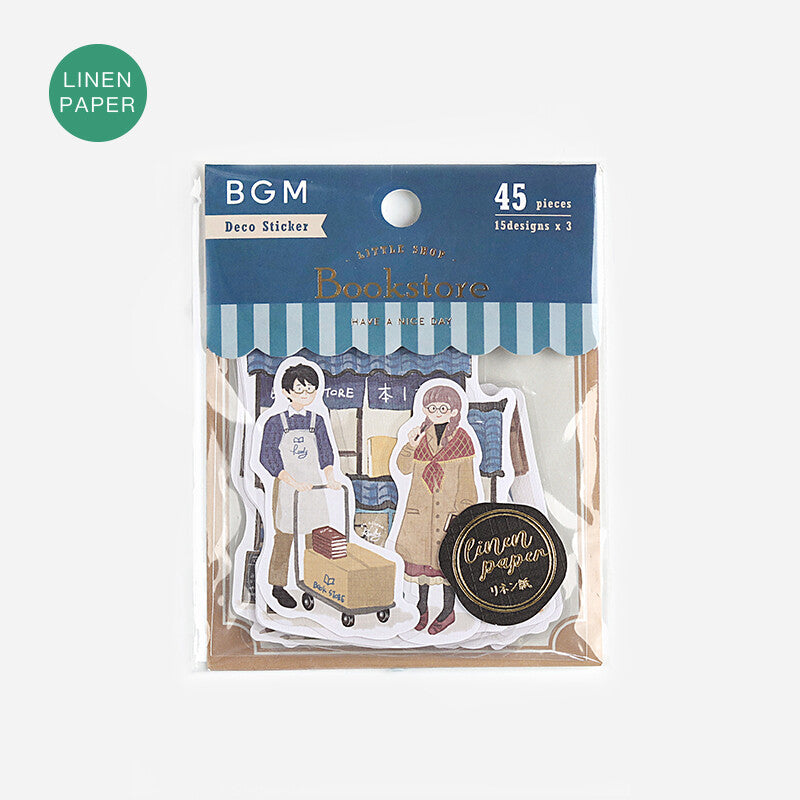 BGM, Little Shop - Bookstore, Linen Paper Stickers