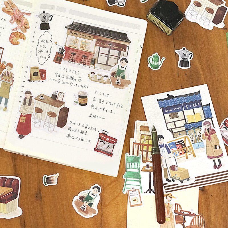 BGM, Little Shop - Bookstore, Linen Paper Stickers