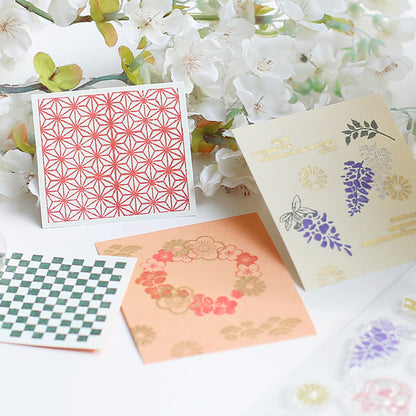 BGM, Retro . Japanese Flowers, Clear Stamps