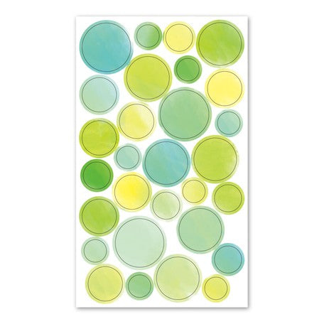 PINE BOOK, Green Dot Watercolor, Stickers, Pack of 2 Sheets