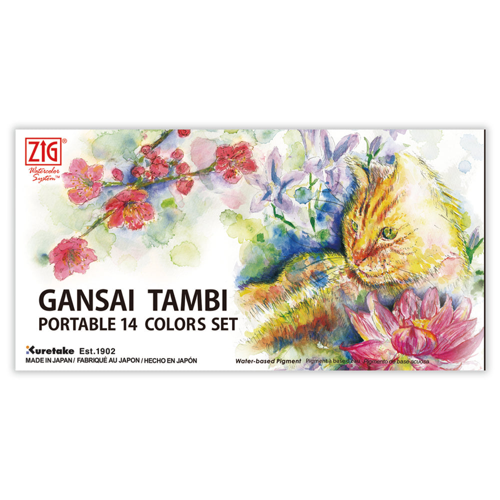 Kuretake, ZIG Gansai Tambi, Portable 14 colors set, Watercolor