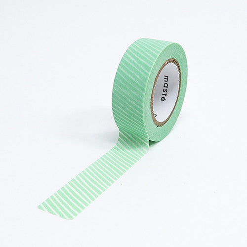 MARK'S, Stripe Green, maste Masking Tape Writable with Water-based Ink Pen, 15mm x 10m