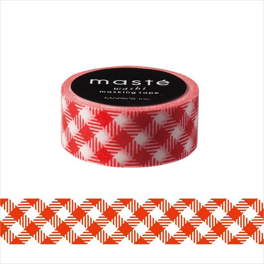 MARK'S, Red Check, maste Masking Tape Basic, 15mm x 7m