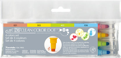 Kuretake, ZIG Clean Color Dot, 4 Color Set, Dual Tip Marker Pen, 0.5mm / 1mm to 5mm
