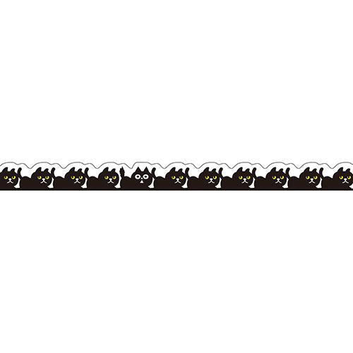 Masking Tape - Nami-Nami Deco Masking Tape, Black cat line, 8mm x 8m