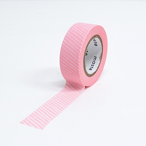MARK'S, Stripe Pink, maste Masking Tape Writable with Water-based Ink Pen, 15mm x 10m