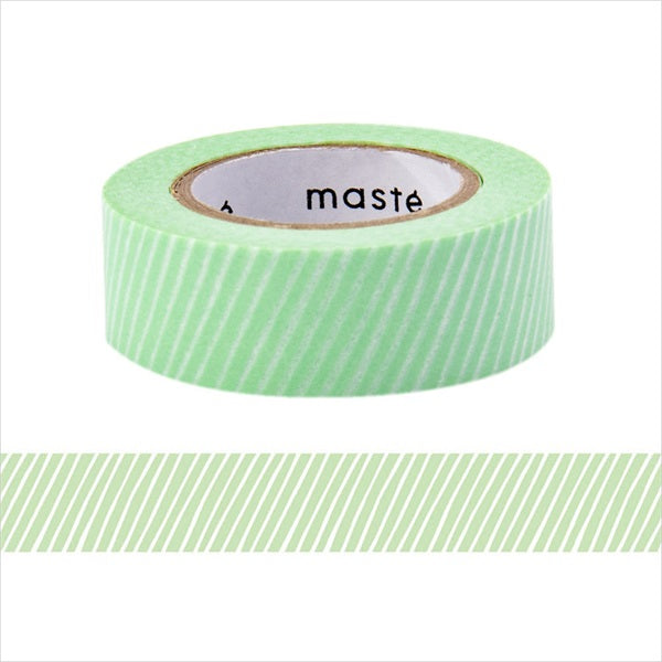 MARK'S, Stripe Green, maste Masking Tape Writable with Water-based Ink Pen, 15mm x 10m